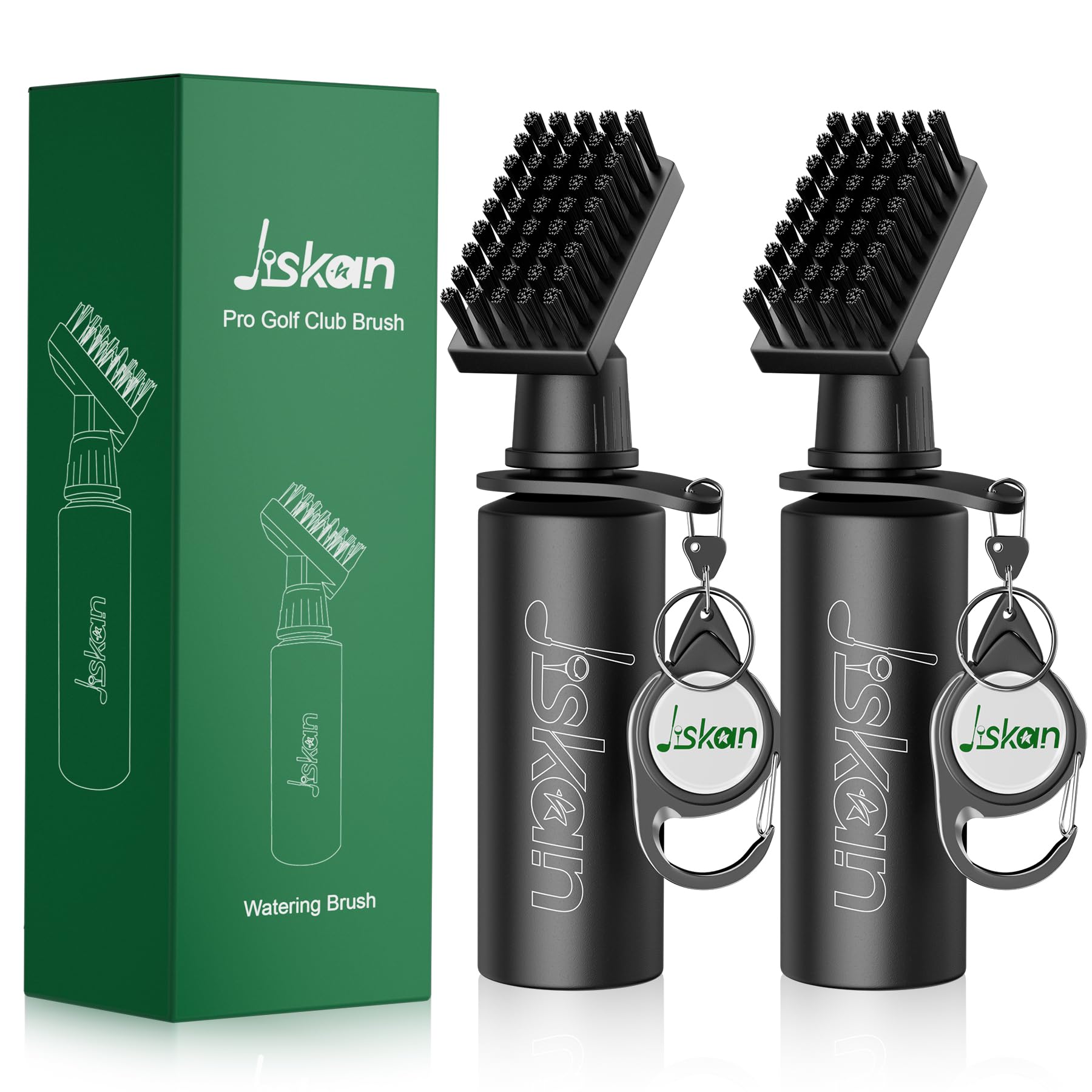 Jiskan 2 Pack Pro Golf Club Cleaner Brush Combo With Squeeze Water Bottle, 7.5 I