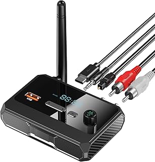 Bluetooth 5.3 Receiver for Home Stereo, RCA Bluetooth Adapter, Low Latency & HD Music Audio, Support Optical AUX 3.5mm, RCA Receiver Adapter for Speakers, Music Streaming Stereo System