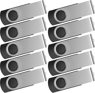 32GB USB Sticks Bulk 10 Pack USB 2.0 Memory Stick Kepmem Portable 32 GB Flash Drive Metal Pendrive Swivel U Disk, Blue 32 Giga Thumb Drives Data Storage Gift for File Transfer and Share