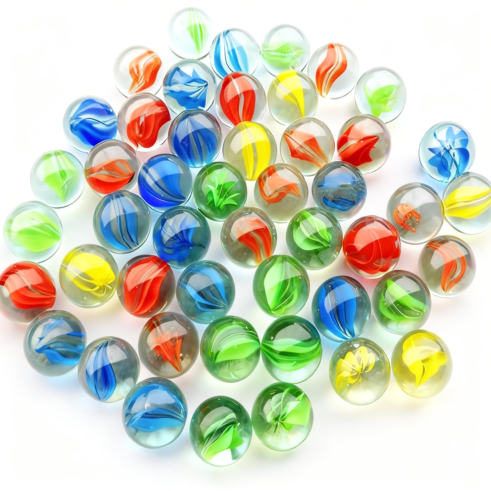 Glass Marbles, 50 Pcs Clear Mixed Colors Cat Eyes Bulk Round Marble | Decor Gift