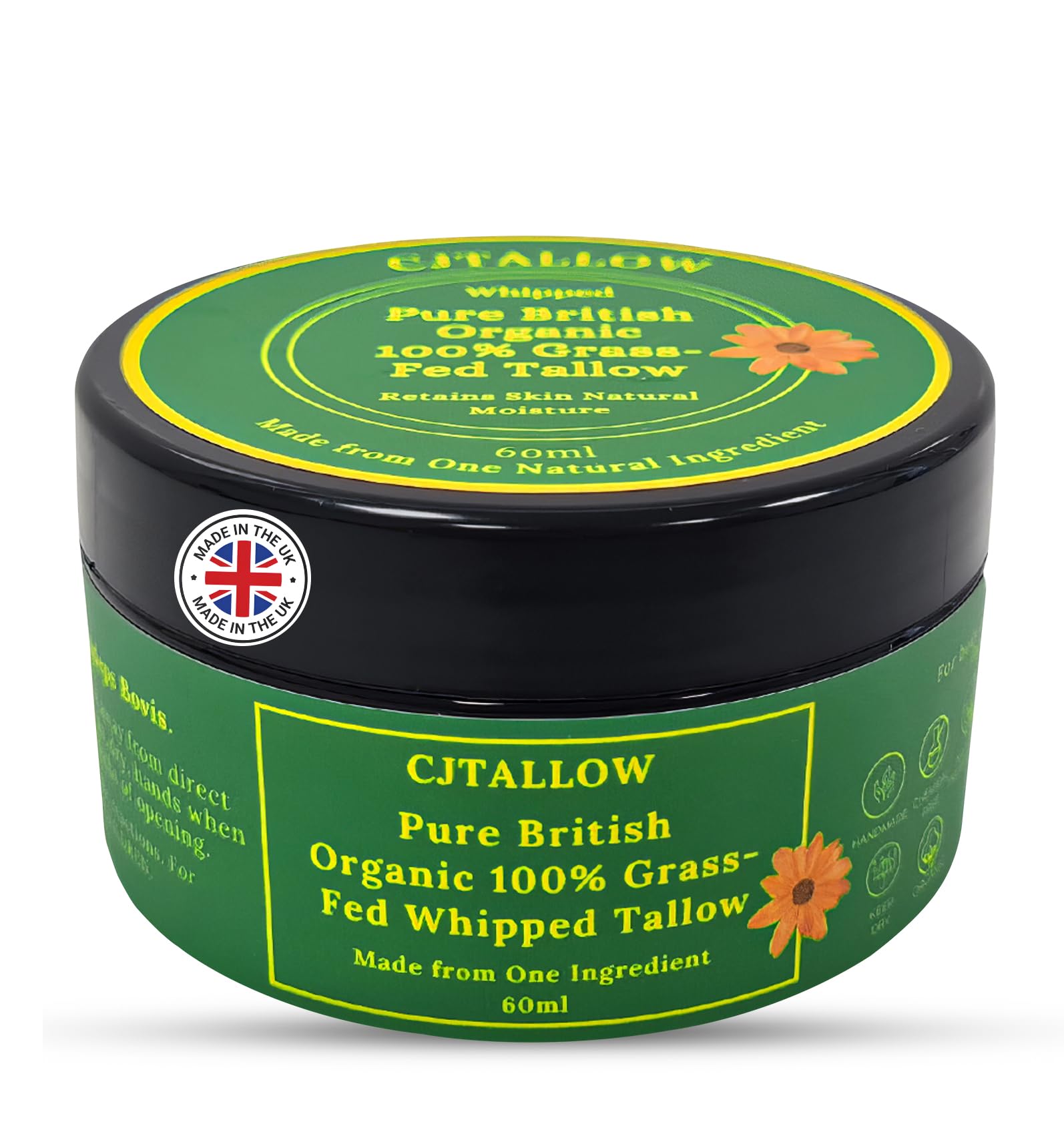 CJTallow Whipped Tallow Balm | CERTIFIED ORGANIC 100% Grass-Fed British Beef Tal