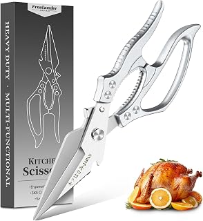 Freelander Poultry Shear Kitchen Scissors with Non-Slip Handle, Silver