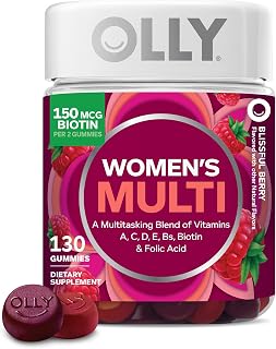 OLLY Women's Multivitamin, Supports Overall Wellness,* Biotin - 130 Count | Women's Wellness, A Multitasking Blend of Vitamins, Biotin & Folic Acid, Gluten Free, No Synthetic Colors or Flavors