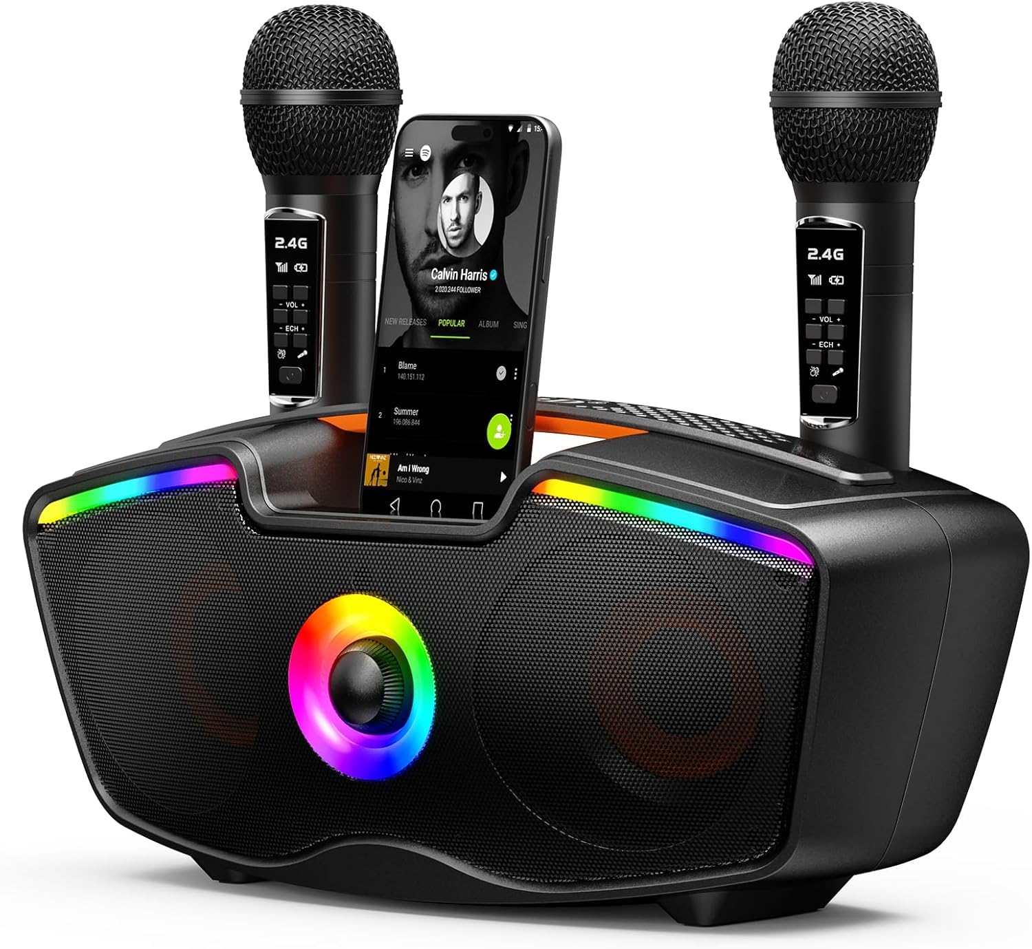 SORDA Bluetooth Karaoke Machine for Adults & Kids, 80W Portable Speaker with 2 W