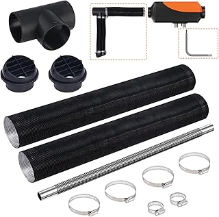 VEVOR Diesel Heater Pipe Ducting Set, 3" Extendable Air Duct Hose, 1" Stainless Steel Exhaust Pipe, 2 Air Vents, Tee Air Outlet Connector and Hose Clamps, for 2KW/5KW/8KW Diesel Parking Heaters