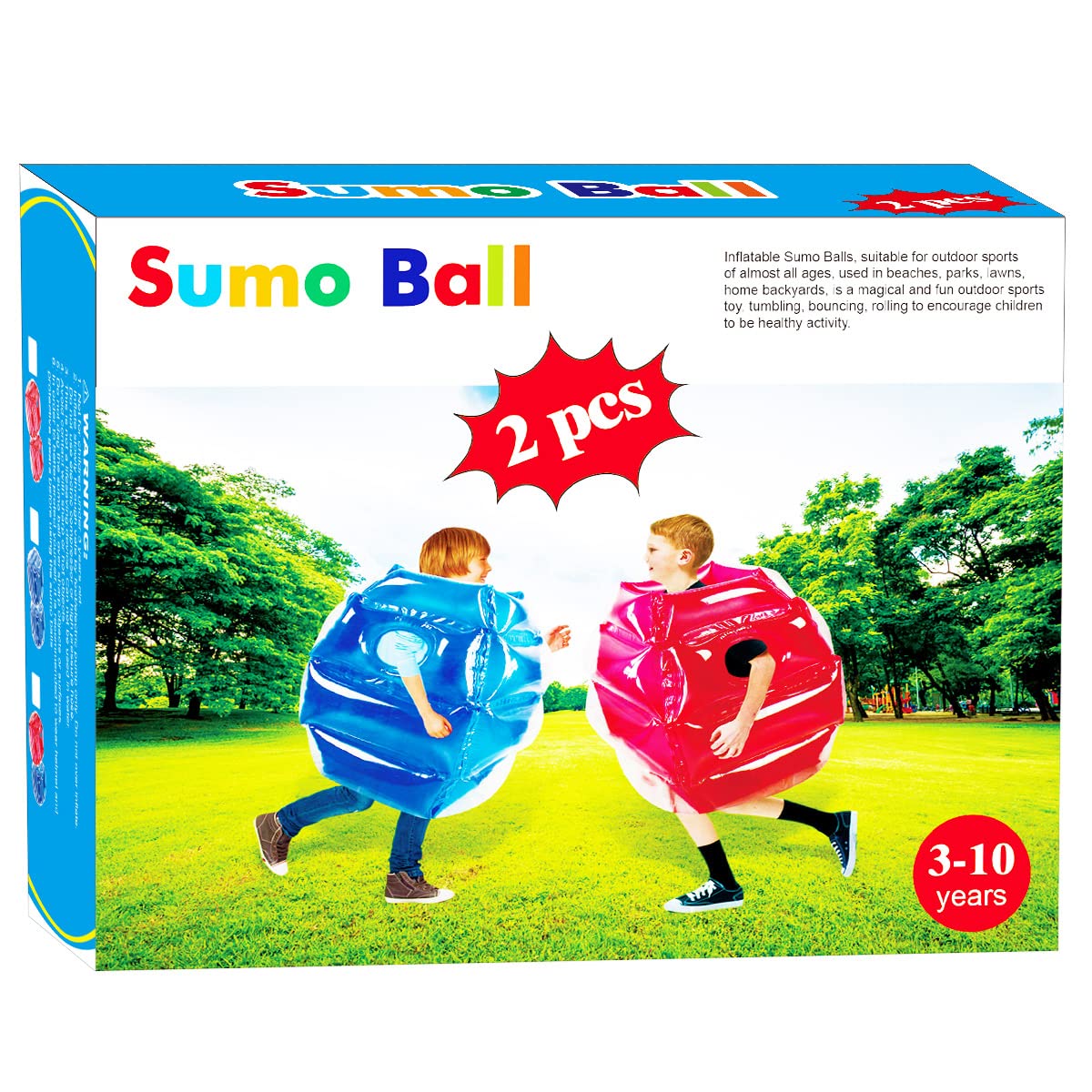 SUNSHINE-MALL 2 pc Sumo Balls for Kids, Bubble Bounce Ball, Lawn Game for Child 