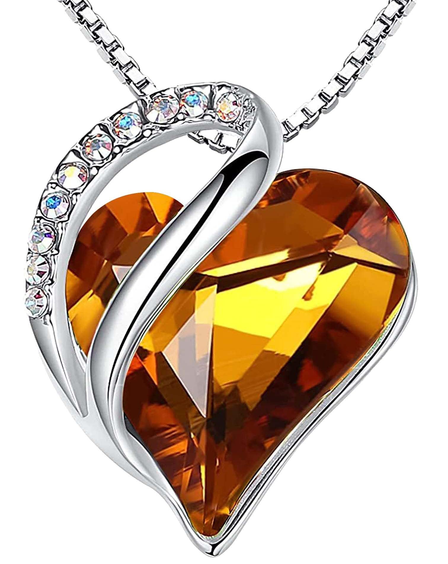Leafael Valentine Necklace Women Infinity Love Heart Pendant with Birthstone and