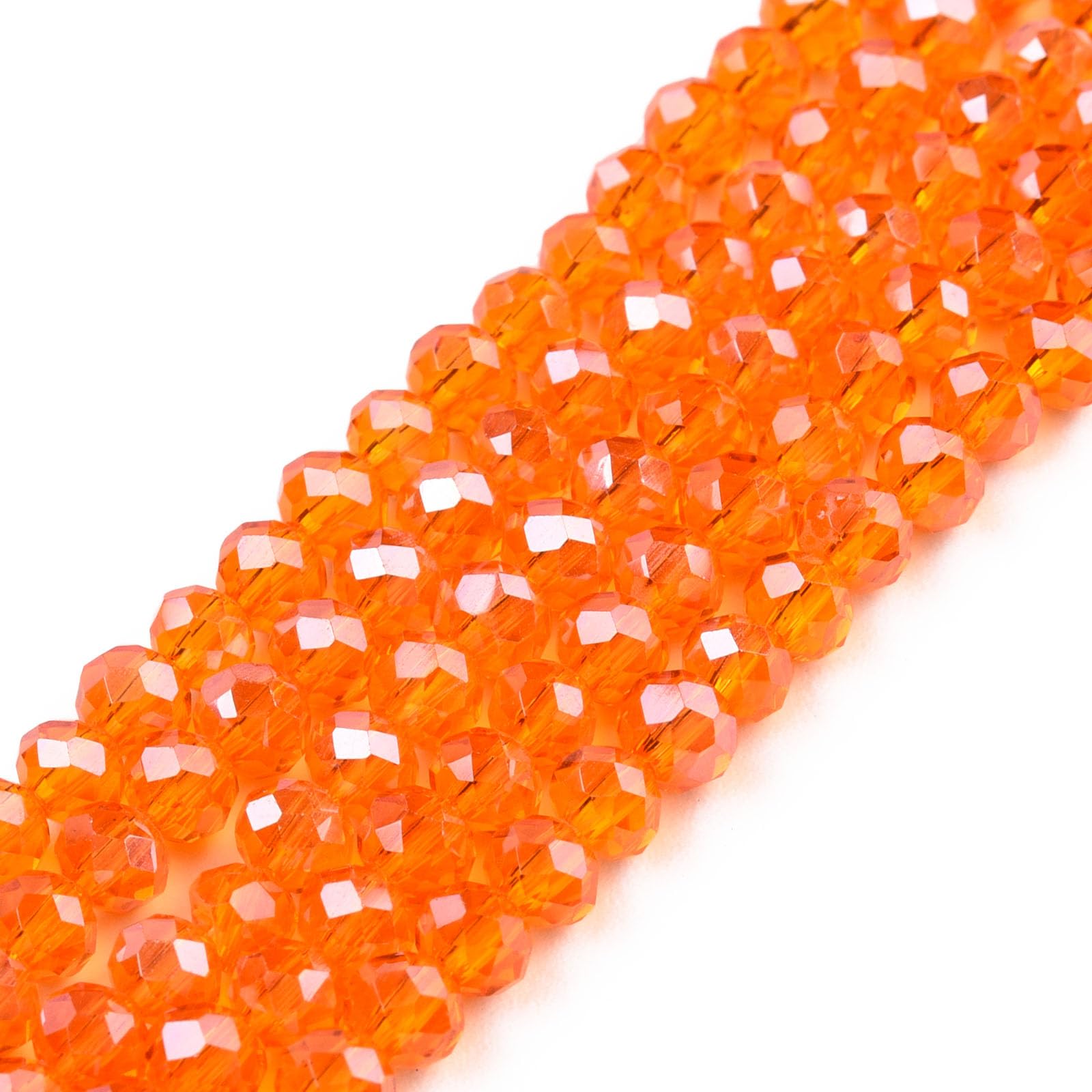 10 Strands Dark Orange Clear Electroplated Glass Beads Faceted Beads Spacer Loos
