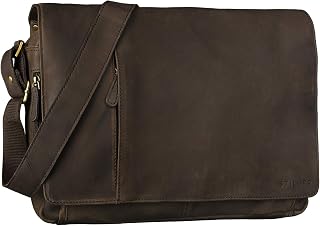 STILORD Vintage Leather Shoulder Bag for Men Women Laptop Bag 15.6 Inch Large Buffalo Genuine Leather Bag for College Work
