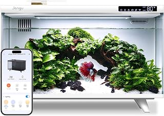 M1 5 Gallon Smart Fish Tank, App-Controlled Betta Aquarium Starter Kit | Auto Feeder, 28dB Quiet Pump, Full-Spectrum LED, Temp Display, 2-Stage Filtration, 2.4G WiFi, White