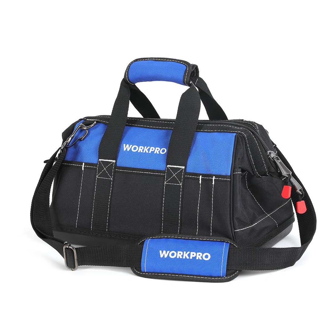 WORKPRO 16-inch Wide Mouth Tool Bag with Water-Proof Molded Base | Multi-Pocket,