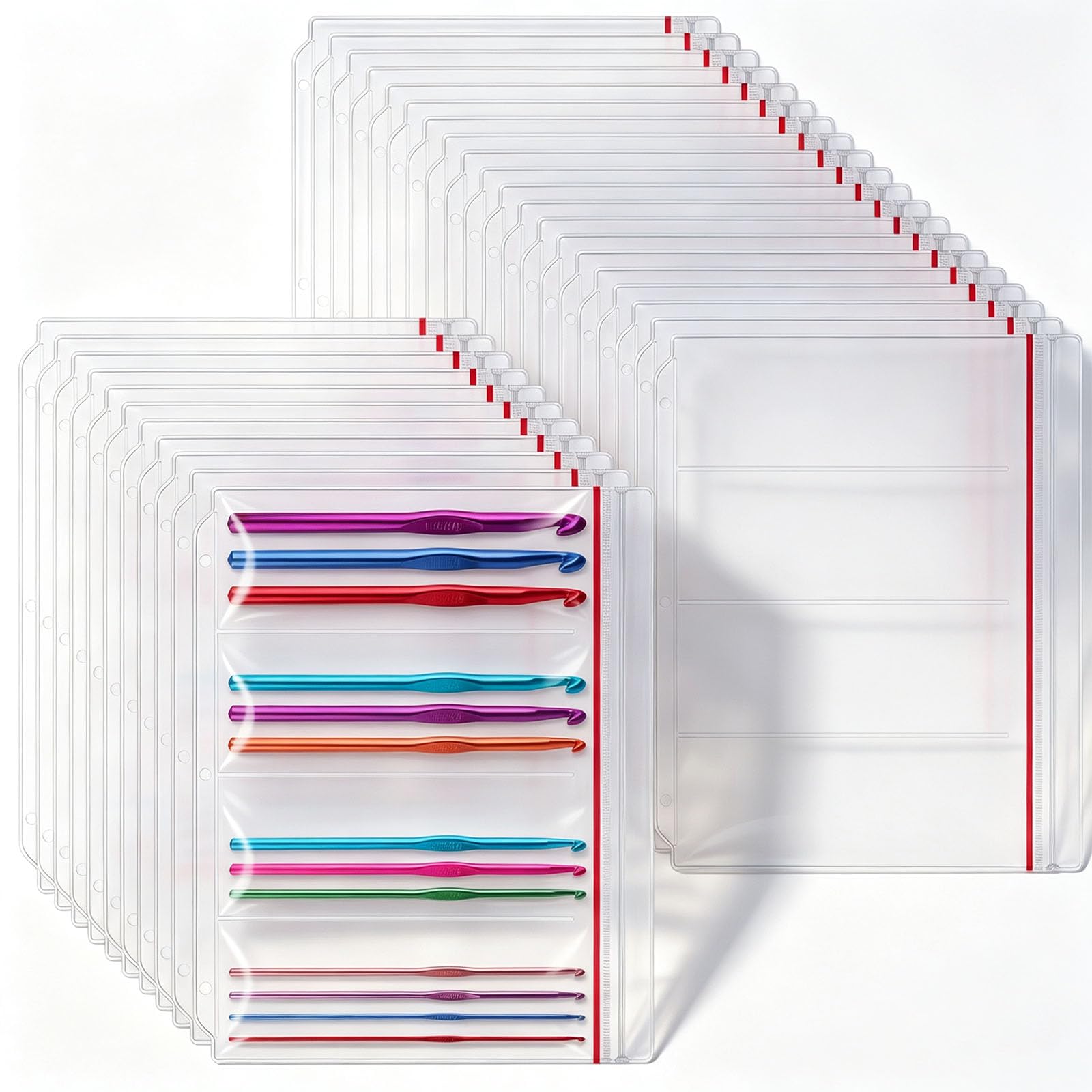 Hoteam 30 Pack Zipper Binder Page for 8" Double Pointed Knitting Needles | Needl