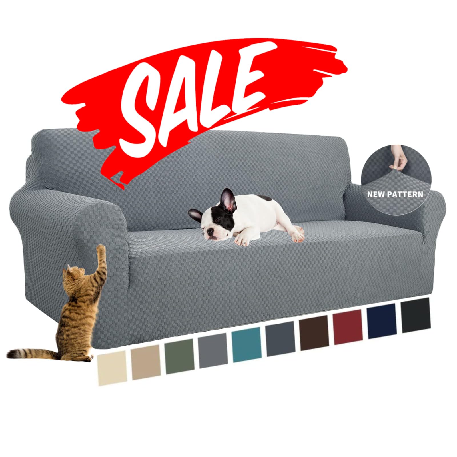 YEMYHOM Couch Cover Latest Jacquard Design High Stretch Sofa Covers for 3 Cushio