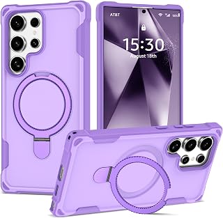 Designed for Samsung Galaxy S24 Ultra Case 6.8'' with Magnetic Ring Stand [Military Drop Protection][Compatible with MagSafe] Shockproof S24 Ultra Phone Case for Men Wowen,Purple
