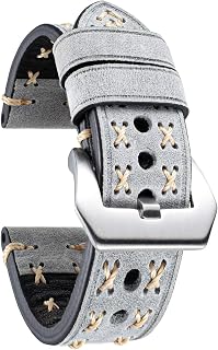 BINLUN Leather Watch Strap for Men Retro Handmade Leather Watch Band 20/22/24/26MM Replacement Thick Vintage Watch Straps