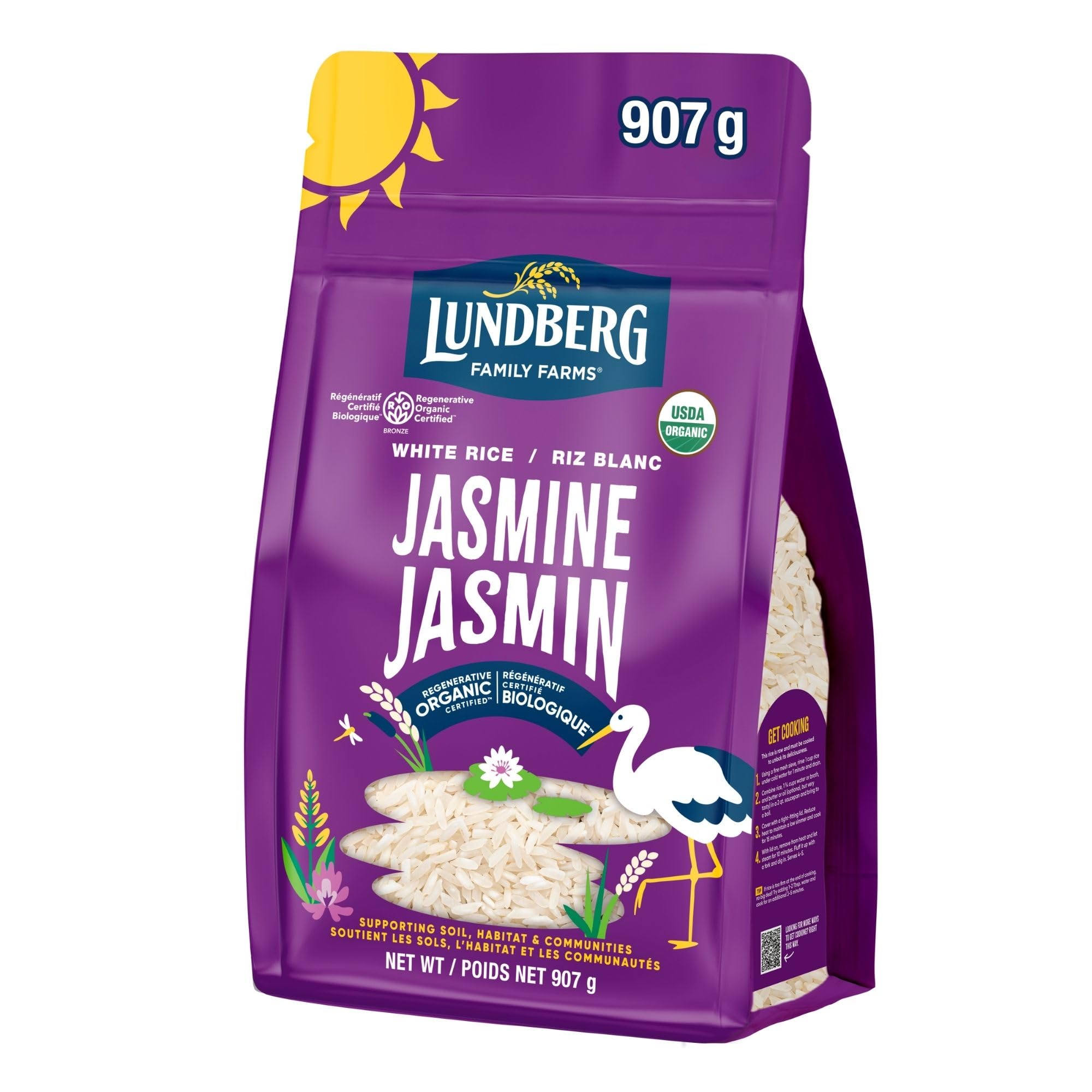 Lundberg Organic Jasmine Rice - Regenerative Organic Certified Long Grain White 
