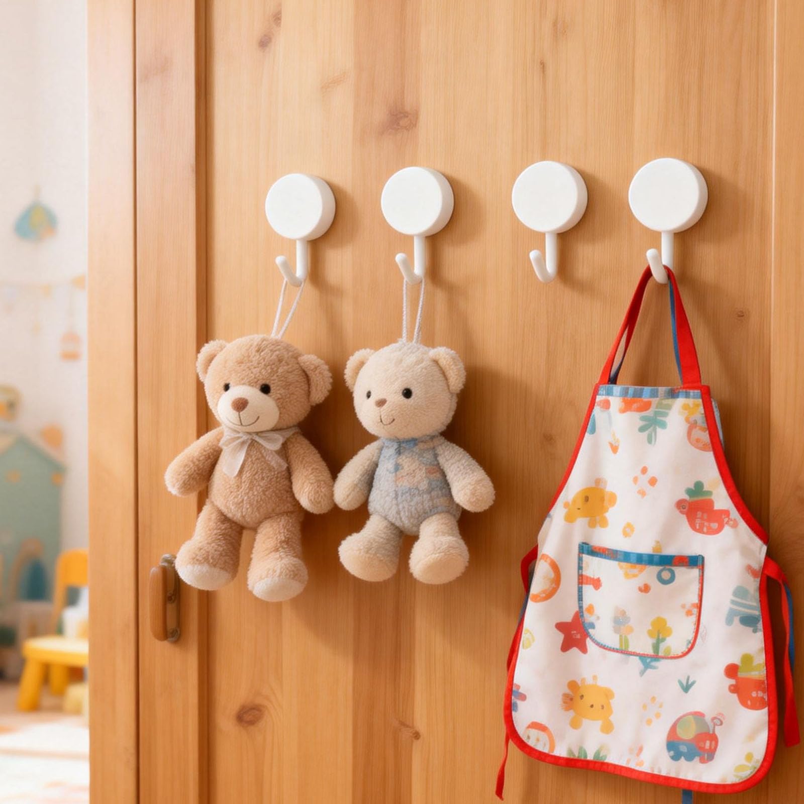 4 Pack Cute Adhesive Hooks, Decorative Wall Hooks for Hanging Hats, Towels, Keys