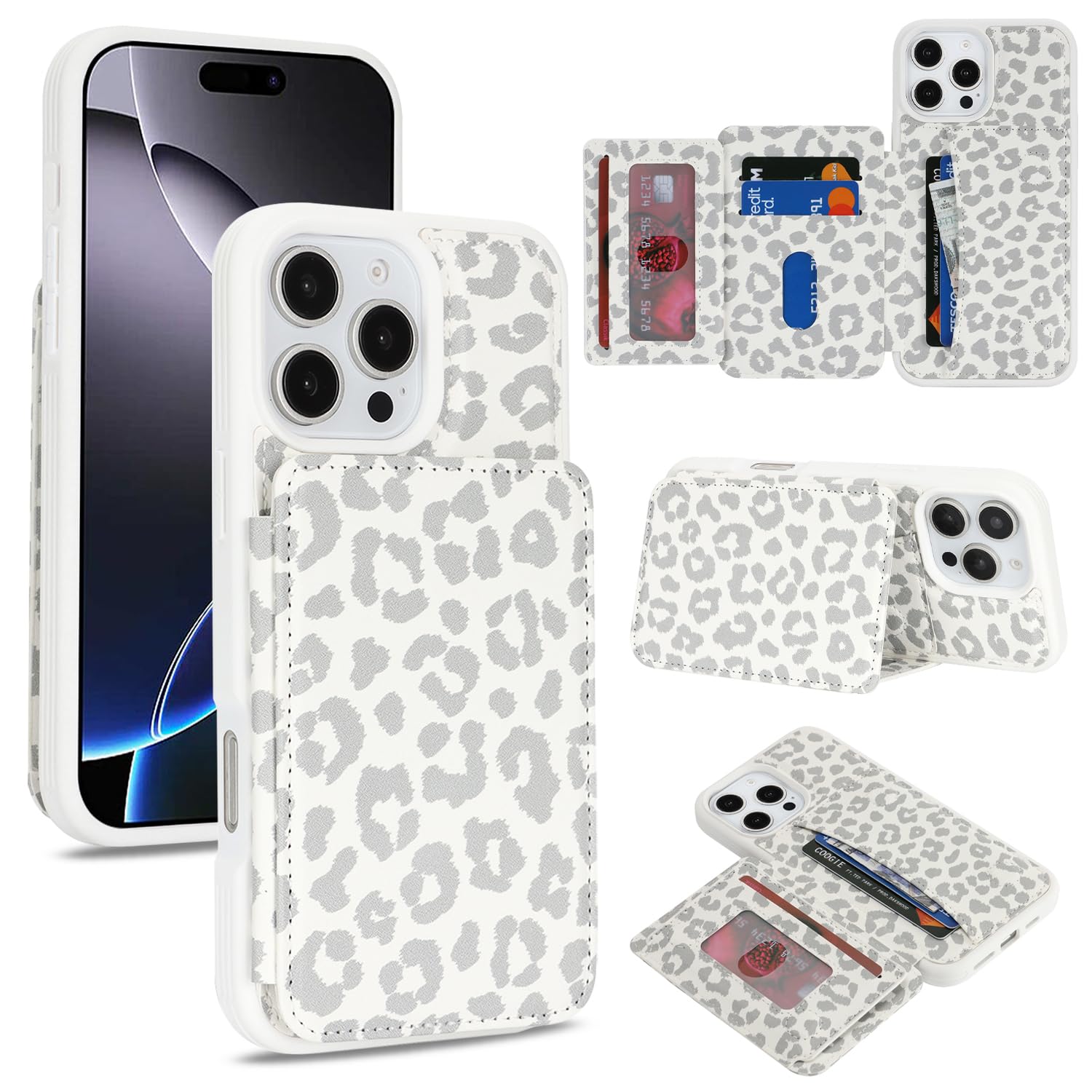 Cavor Custodia a portafoglio compatibile con iPhone 16 Pro Max con porta carte, 