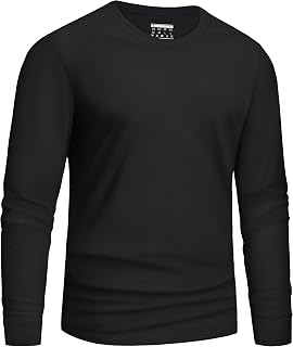Cavva Maglietta a maniche lunghe da uomo in cotone tinta unita T-shirt girocollo casual basic top traspirante confortevole