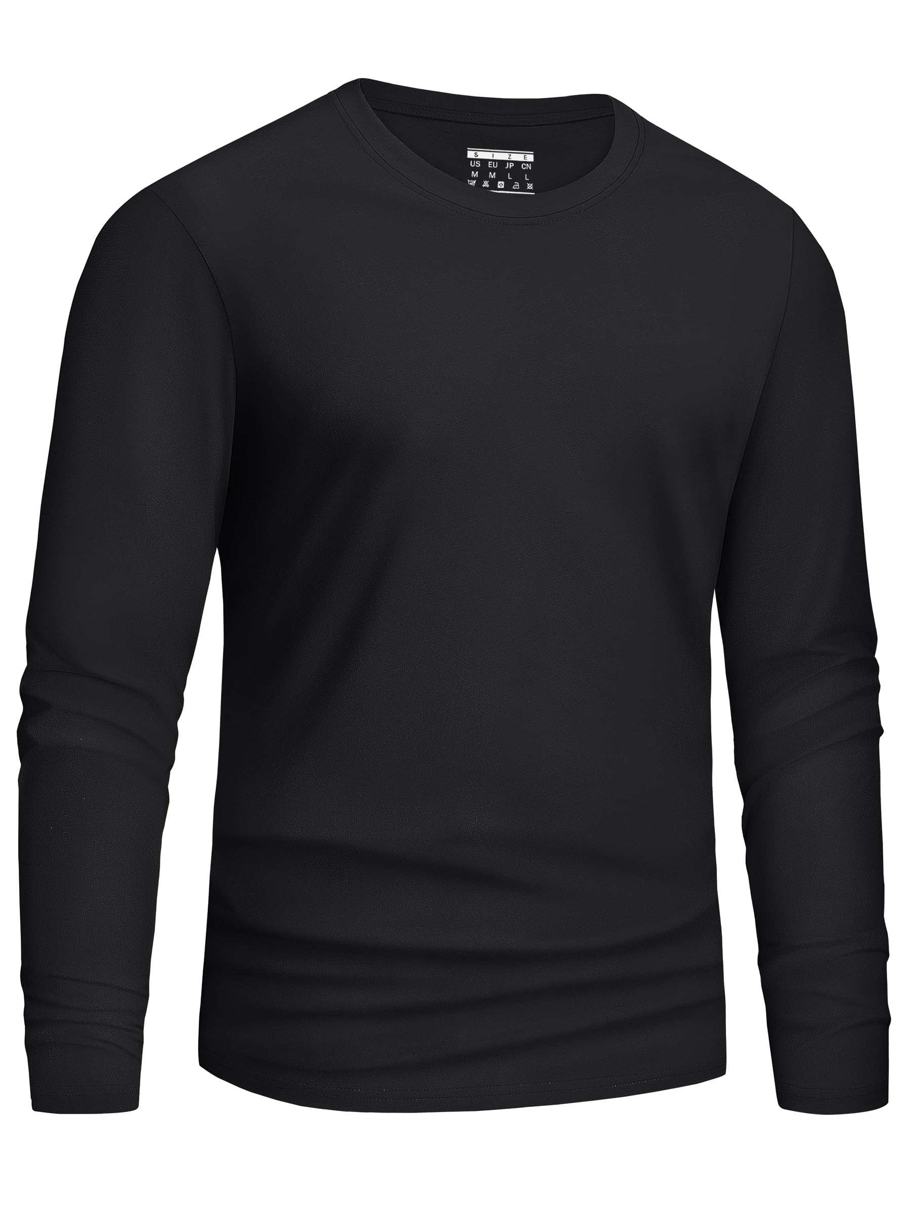 Cavva Maglietta a maniche lunghe da uomo in cotone tinta unita T-shirt girocollo