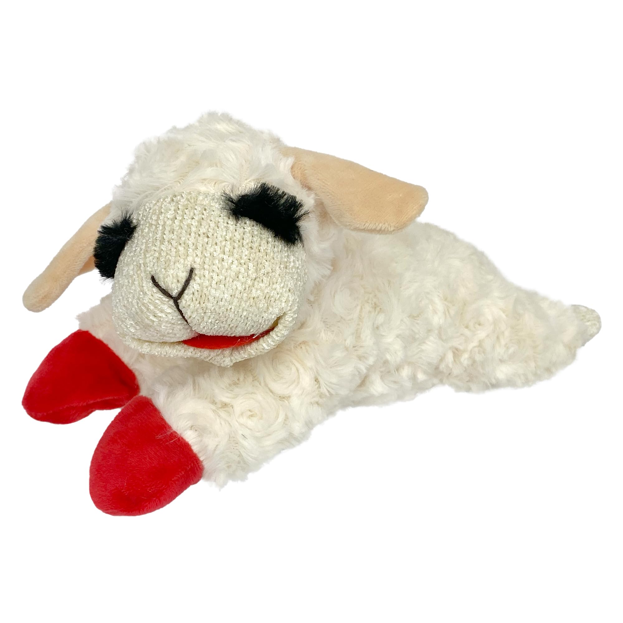 Multipet Lamb Chop Dog Plush Toy 10", Cream, 5 Squeakers | Squeaky Toy For All D