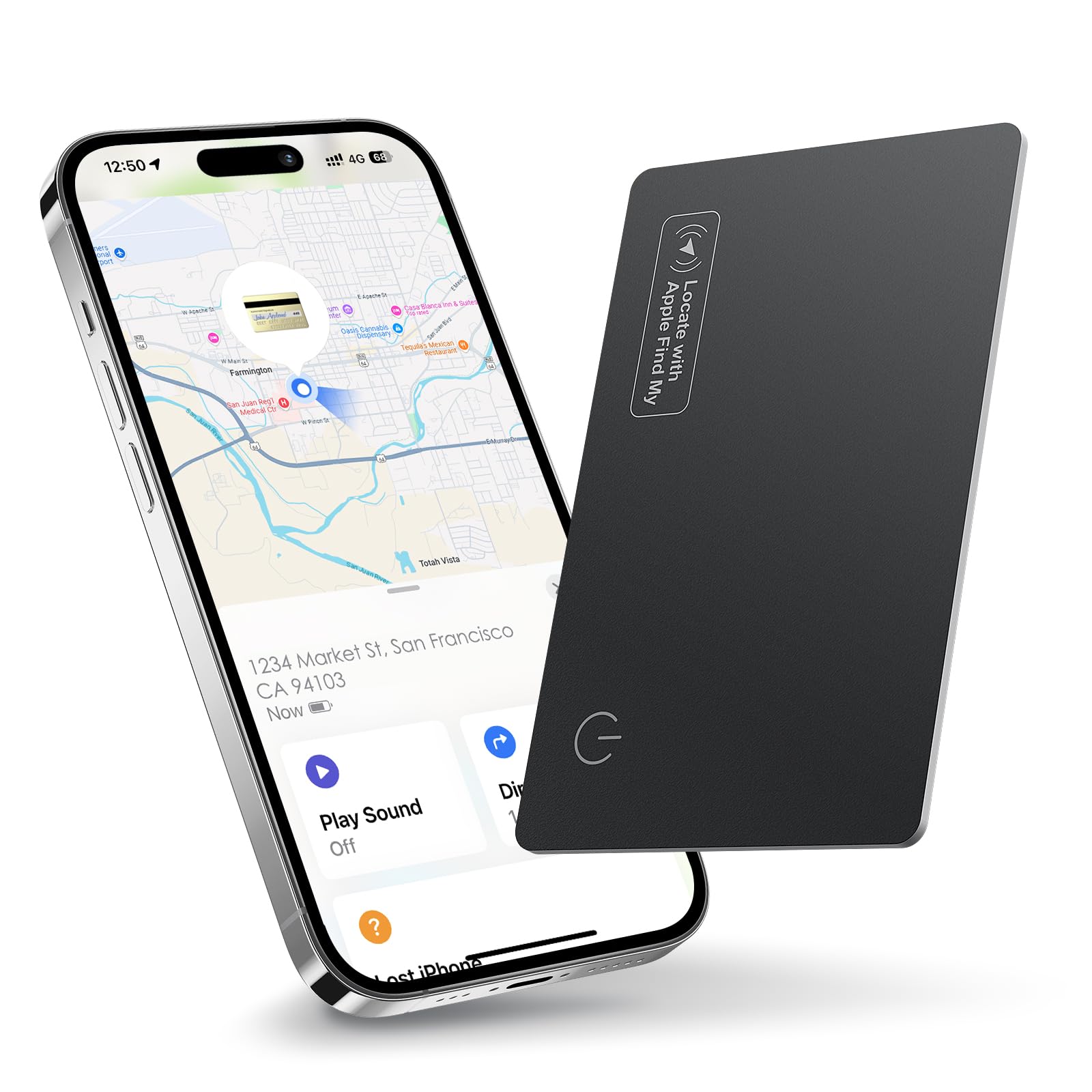 Wallet Tracker Card, Compatible with Apple Find My iOS only, Smart Tracking Card