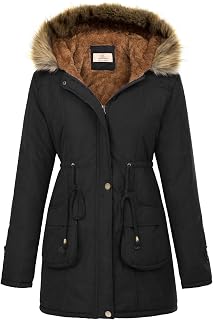 GRACE KARIN Women Winter Fleece Parka Anoraks Hooded Military Jacket