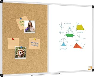 XBoard Magnetic whiteboard Corkboard Combo,36 x 24 Inches | Half Dry Erase Board Half Bulletin Board Combination for Home School Office