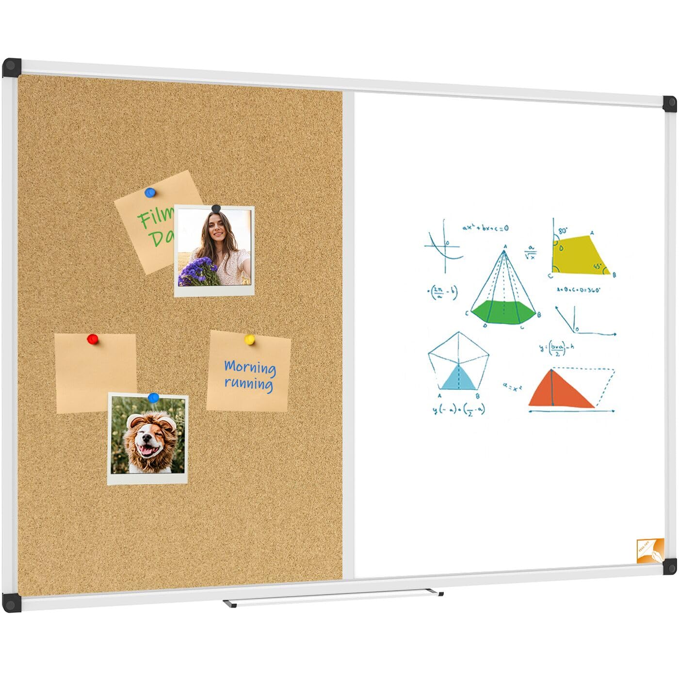 XBoard Magnetic whiteboard Corkboard Combo,36 x 24 Inches | Half Dry Erase Board