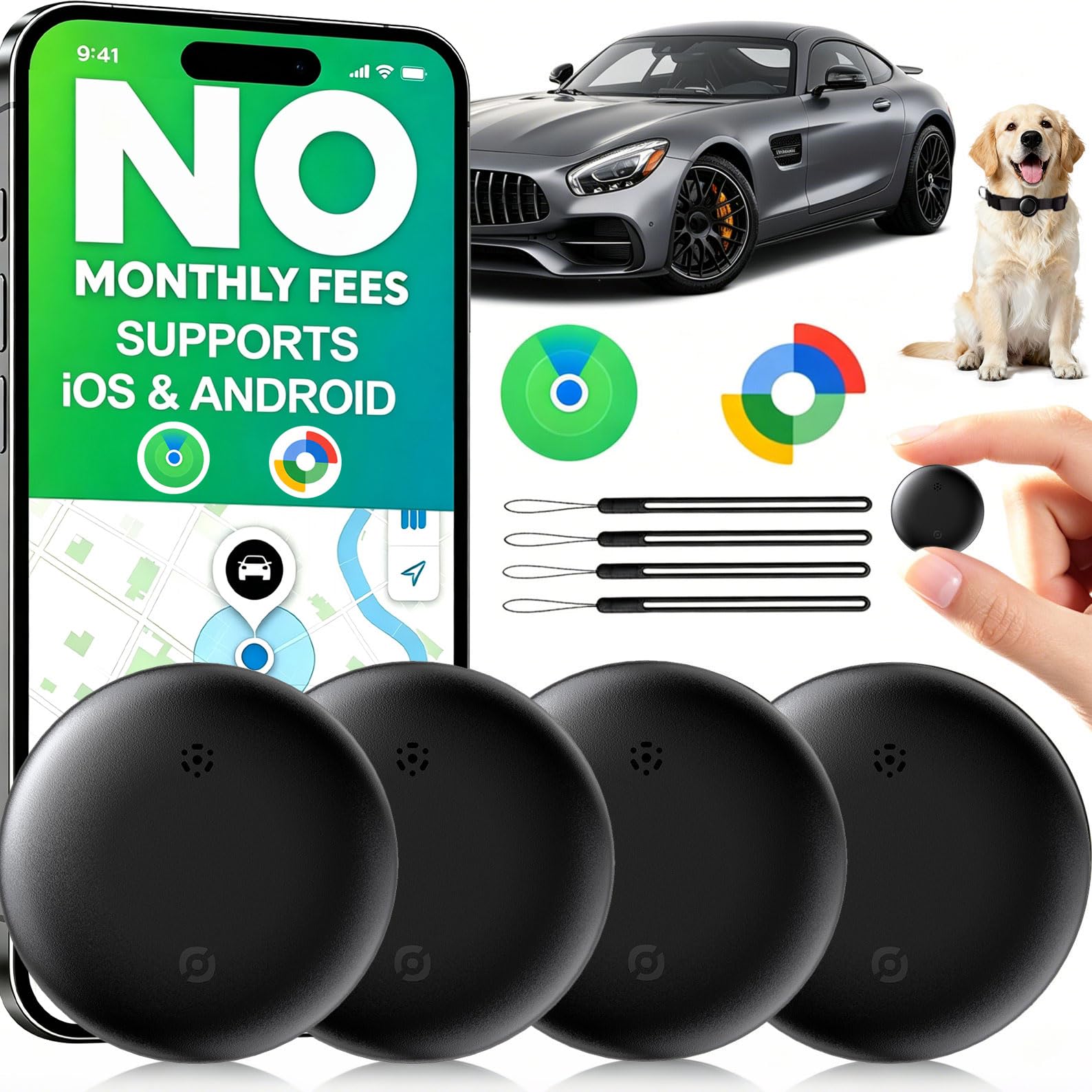 RGIMF GPS Tracker for Vehicles No Subscription, iOS & Android Dual System | Prec