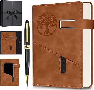 Carnet ligné pour homme et femme, 365 pages numérotées lignées, journal en cuir à couverture rigide avec stylo et boîte cadeau, journal quotidien épais, carnet professionnel pour le travail, l'école,