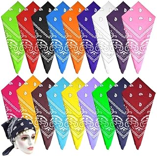 KUUQA 18pcs Bandanas Assorted Cowboy Bandanas Unisex Novelty Print Head Wrap Scarf Wristband for Women and Men
