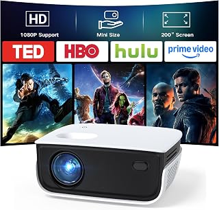 Mini Projector, NICPOW Upgrade Portable Outdoor Movie Projector, 1080P and 200" Supported Small Projector Compatible with TV Stick, Phone, PS5, HDMI, USB for Home, Bedroom, Gaming, Outdoor Use
