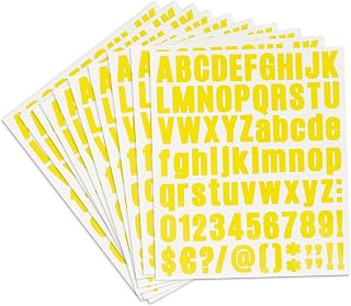 Vinyl Alphabet Stickers - 10 Sheets, 1 Inch Self-Adhesive, Yellow Letter Decals for Mailbox, Scrapbooking, DIY Crafts, Classroom Decor, Door