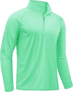 TACVASEN Rash Guard Mens Swim Shirt Long Sleeve UV Fishing Sun Protection UPF 50 Running Athletic 1/4 Zip Shirt for Men