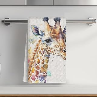 Giraffe Kitchen Towels 35x61cm Watercolor Reusable Absorbent Honeycomb Tea Towels for Kitchen Cleaning Home Decor Thanksgiving Gifts for