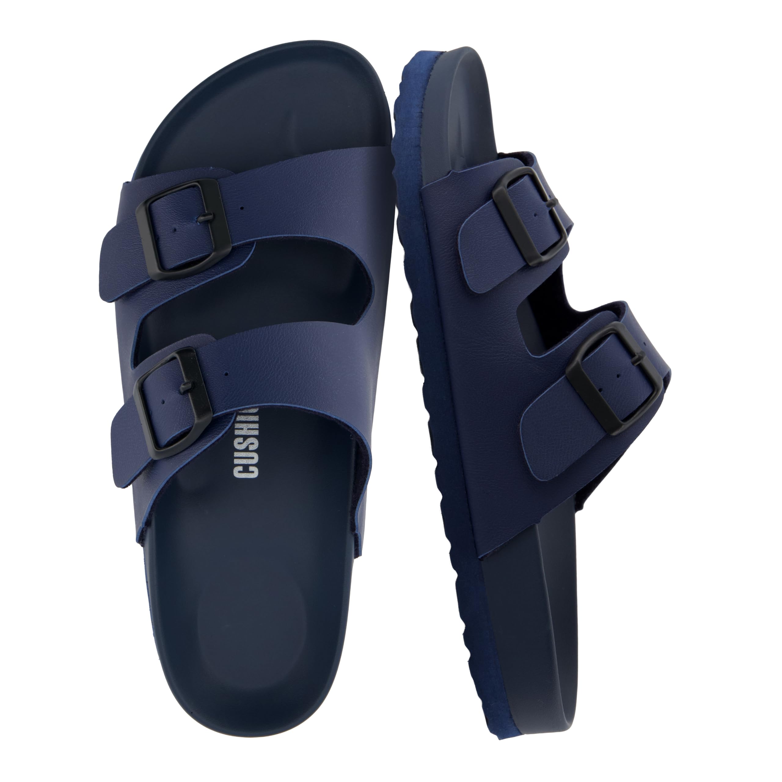 CUSHIONAIRE Lindy Slide Sandals for Women with Double Buckle & Arch Support