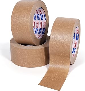 ADHES Heavy Duty Kraft Paper Tape Eco Friendly Packing Tape Writable | Non-Coated Surface for Masking, Sealing, and Packaging Use,2” x 43 Yards,3Rolls