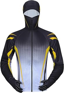 Men's Hooded Sun Protection Sports Jacket, Full Zip Windbreaker, Running Coat with Thumb Hole, Stylish Gradient Design