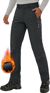 Pioneer Camp Mens Fleece Lined Hiking Trousers Waterproof Winter Trousers with 3 Zip Pockets