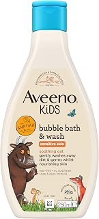 Aveeno Kids Bubble Bath & Wash for Sensitive Skin 250ml Gruffalo Edition | Enriched with Soothing Oat Extract, Foam Body Wash Developed for Your Little Superhero, Children's Toiletries Sets