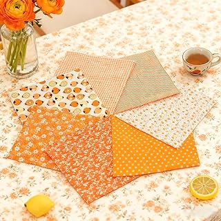 7 Pieces Orange Fabric, Fall Fabric by the Yard, Cotton Squares, Fat Quarter Bundles for Sewing, Quilting, and DIY Craft Projects