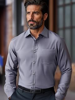 Mens Red Long Sleeve Slim Fit Button Down T Shirt for Business or Casual Wear