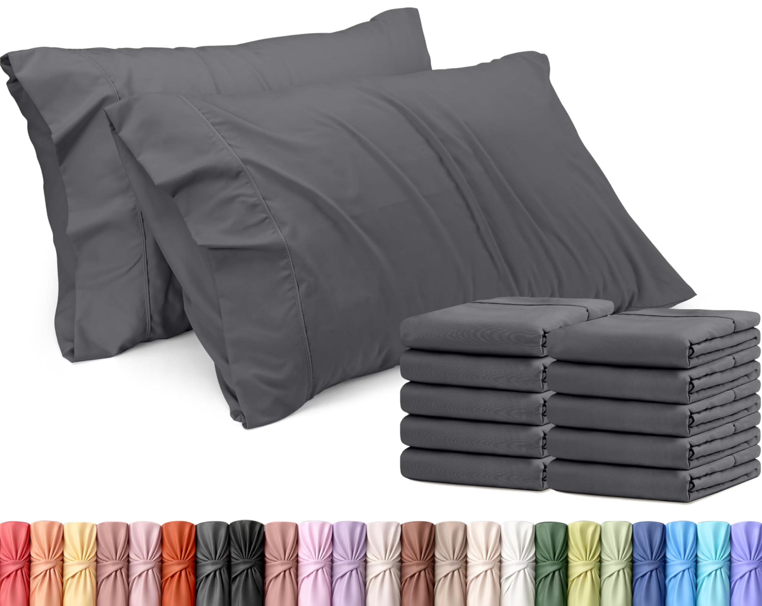 Utopia Bedding King Pillow Cases - 12 Pack - Envelope Closure - Soft Brushed Mic