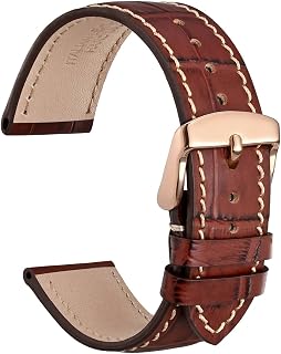 WOCCI Leather Watch Straps, Italian Leather, Embossed Alligator Grain, Choose Color & Width 14mm 18mm 19mm 20mm 21mm 22mm