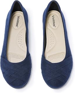 Veittes Women's Wide Width Flat Shoes Dress Ballet Flats