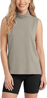ODODOS Modal Soft Mock Neck Tank Tops for Women Sleeveless Sweater Vest Casual Turtleneck Pullover Top