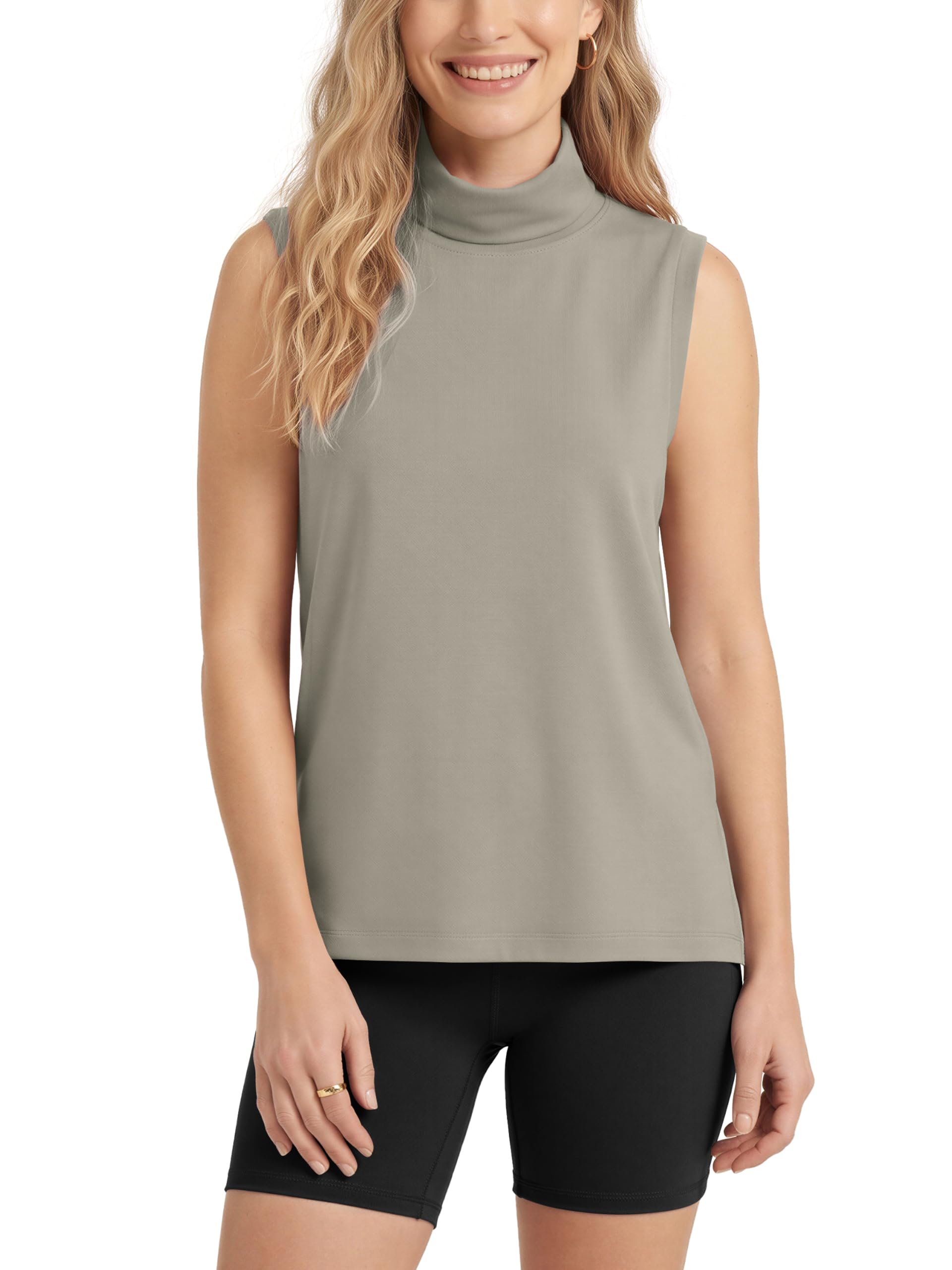 ODODOS Modal Soft Mock Neck Tank Tops for Women Sleeveless Sweater Vest Casual T