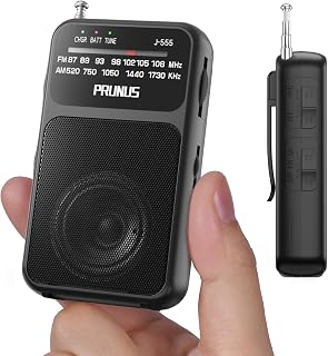 PRUNUS J-555 Pocket Radio AM FM USB-C Charging& Battery Operated | Excellent Reception& Clear Speaker and Headphone Jack, Back Clip, Flashlight,Transistor Radio Portable Radio AM FM,Mini Radio