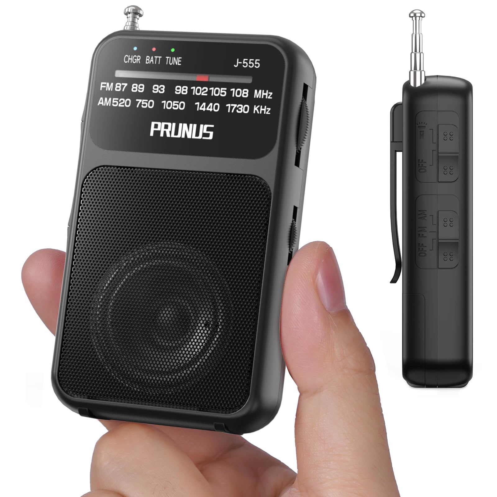 PRUNUS J-555 Pocket Radio AM FM USB-C Charging& Battery Operated | Excellent Rec